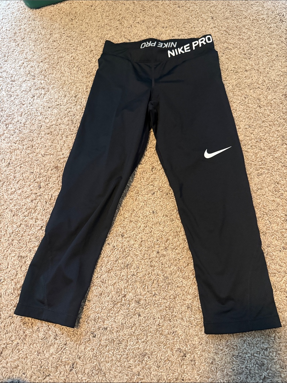 Nike Black Capri Track Pants with White Swoosh
